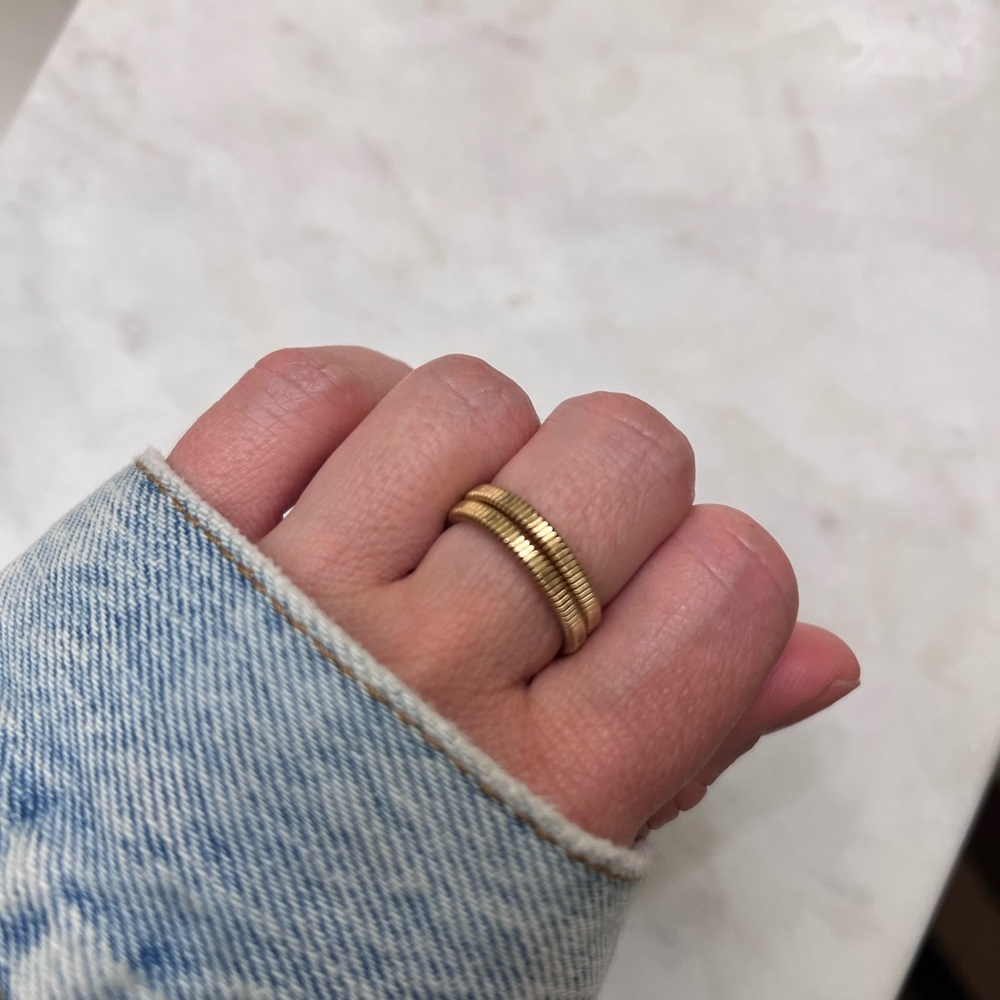 Set Of  2 14k Gold Filled Stacking Band Ring Size 6.5 2.6mm Dainty Ring